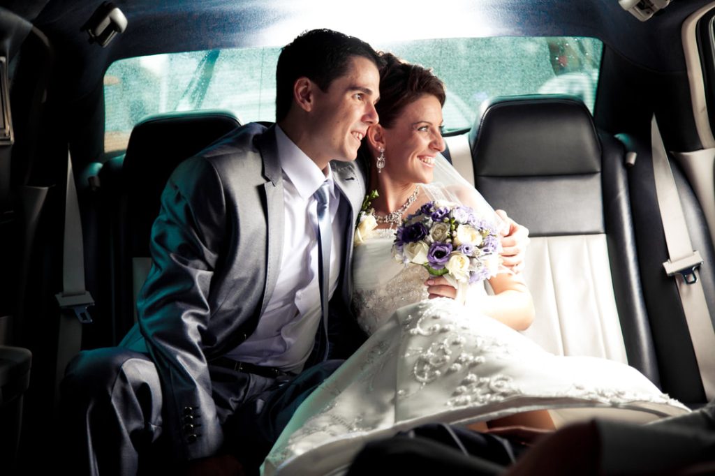 wedding limo rental happy couple orig